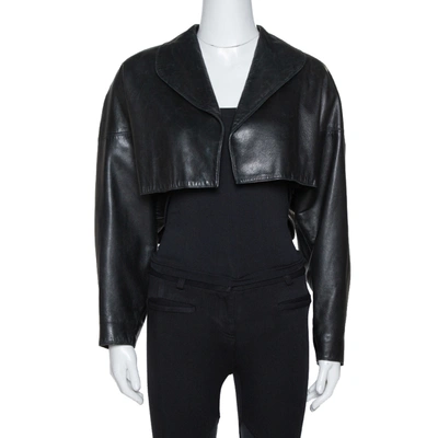 Pre-owned Alaïa Black Leather Open Front Cropped Jacket M