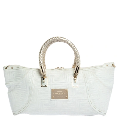 Pre-owned Versace White/gold Leather Satchel