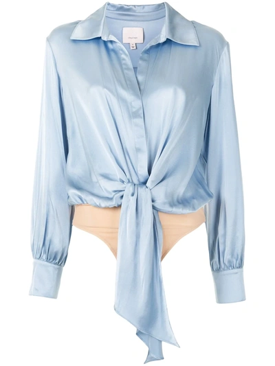 Cinq À Sept Gracie Shirt Bodysuit In Blue