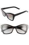 Prada 55mm Gradient Butterfly Sunglasses In Black/ Grey Gradient