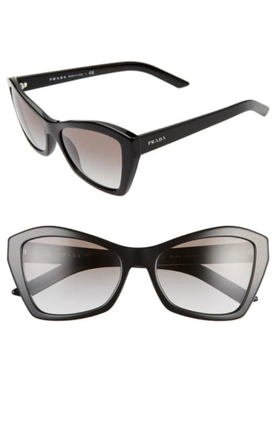 Prada 55mm Gradient Butterfly Sunglasses In Black/ Grey Gradient