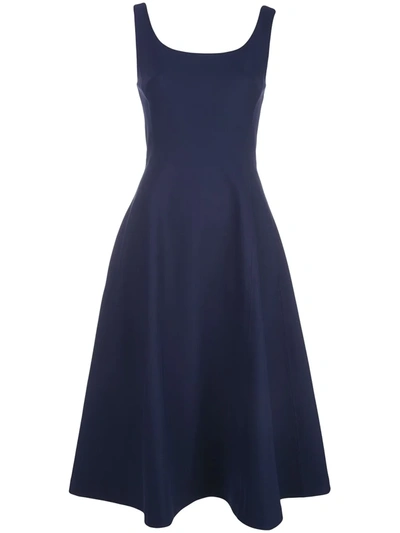 Adam Lippes Bonded Neopene Fit & Flare Midi Dress In Navy