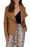 Bb Dakota Up To Speed Faux Leather Moto Jacket In Caramel