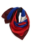 Tory Burch Colorblock Logo Silk Square Scarf In Red