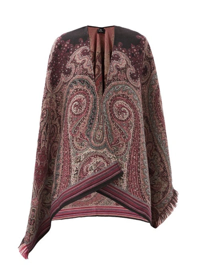 Etro Jacquard Cape With Paisley Patterns In Multi