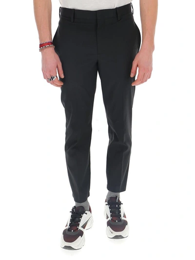 Neil Barrett Tapered Cropped Chinos In Black