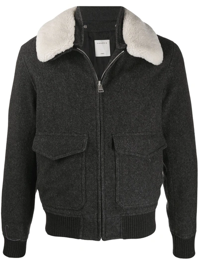 Sandro Chevron Wool Aviator Jacket In Grey