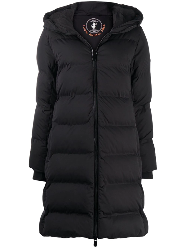 black padded midi coat