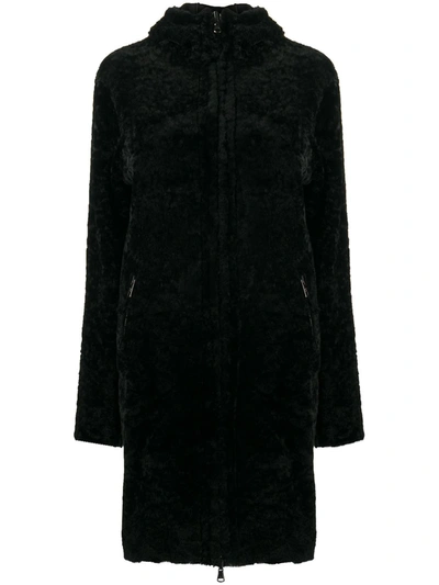 Giorgio Brato Shearling Zip-up Coat In Black