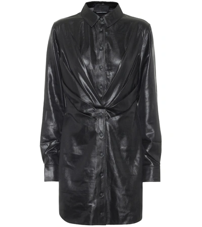 Rta Vivienne Faux Leather Long Sleeve Minidress In Black