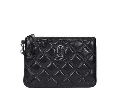 Marc Jacobs The Quilted Softshot Wristlet Pouch In Black