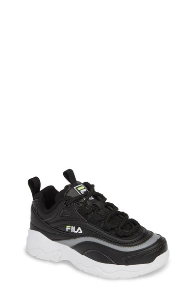 Fila Kids' Ray Sneaker In Black/ Safety Yellow/ Silver | ModeSens