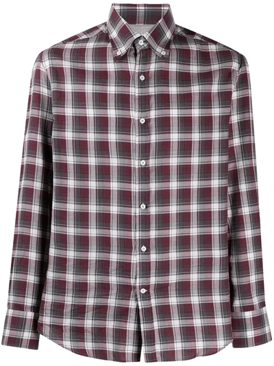 Brunello Cucinelli Plaid Shirt In Burgundy