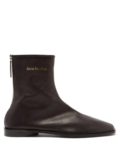 Acne Studios Berta Back-zip Stretch-leather Ankle Boots In Black