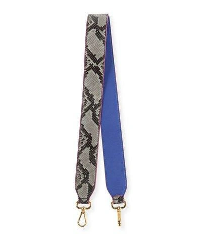 Fendi Stap You Python Shoulder Strap For Handbag, Roccia/blue In Blue/gray