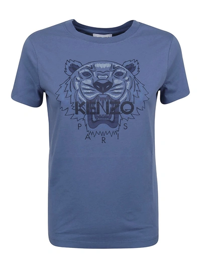 Kenzo Tiger Logo Printed T-shirt In Blue