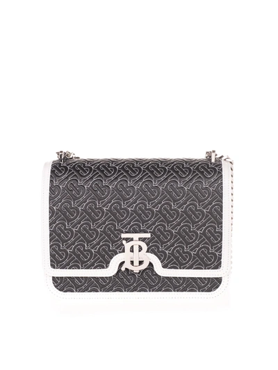 Burberry Medium Quilted Tb Bag In Black With Monogram
