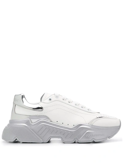 Dolce & Gabbana Daymaster Sneakers In Nappa Leather With Mirrored Bottom In White