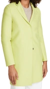 Harris Wharf London Cocoon Pressed Wool Coat In Lime
