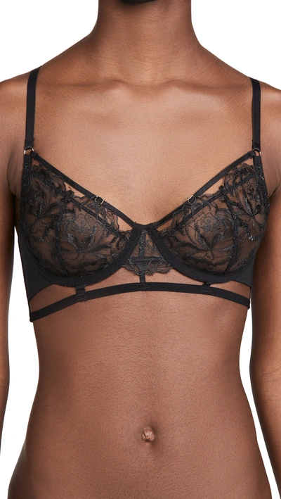 Bluebella Maia floral embroidered sheer bra in black