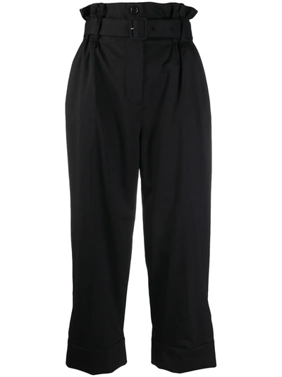 Simone Rocha Paperbag-waist Twill Trousers In Black