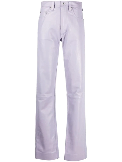 Kwaidan Editions Leather High-rise Straight-leg Pants In Pink