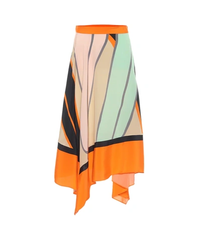 Diane Von Furstenberg Madeline Asymmetric Printed Silk Crepe De Chine Skirt In Roman Leaves Scarf Argos