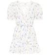 Loveshackfancy Belen V-neck Floral-print Cotton-voile Wrap Dress In White And Blue