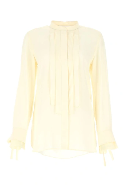 Chloé Pleated Blouse In White