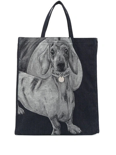 Acne Studios Audrey Dog-jacquard Denim Tote Bag