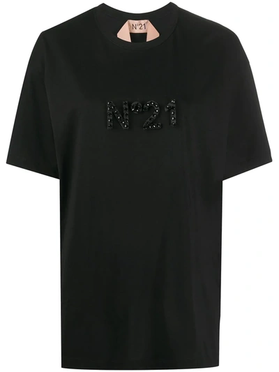N°21 Logo-embellished Oversize T-shirt In Black