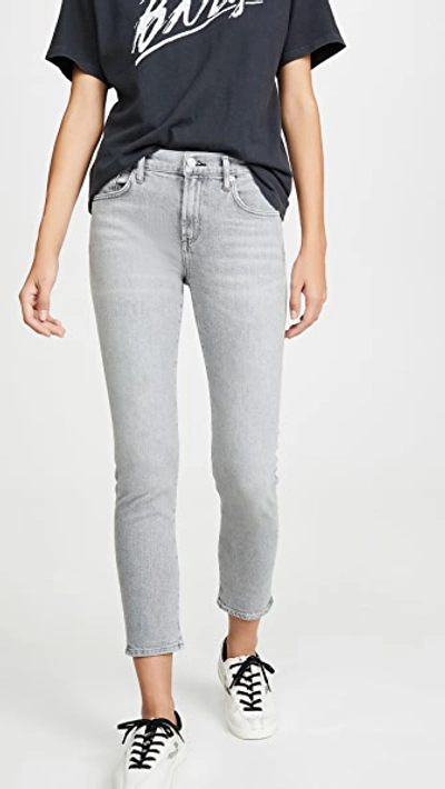 Agolde Toni Straight Faded Mid-rise Jeans In Mirror