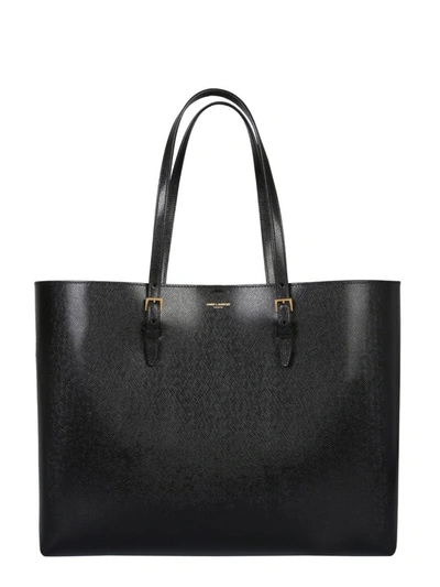 Saint Laurent Shopping Bag E / W Boucle In Black