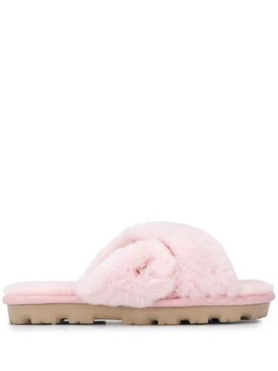 Ugg Fuzzalicious Faux Fur Slides In Pink