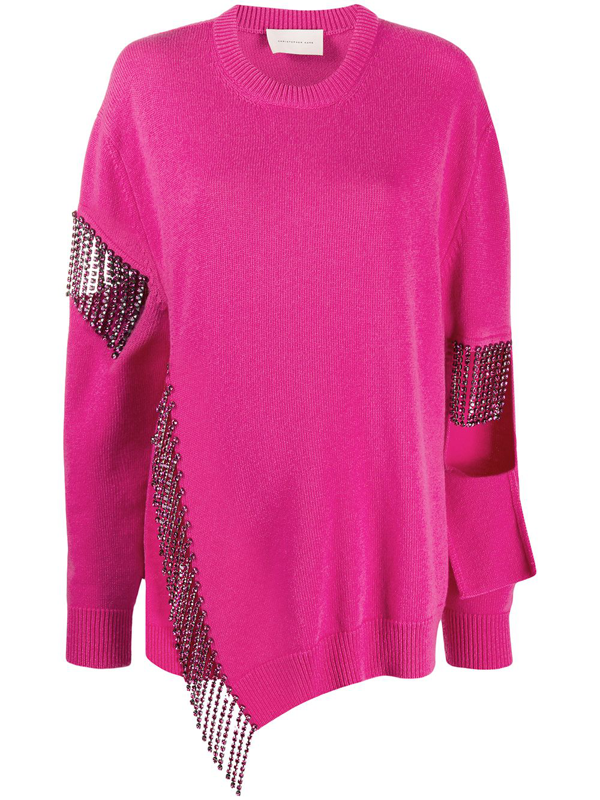 Christopher Kane Crystal-embellished Cutout Wool Sweater In Pink 