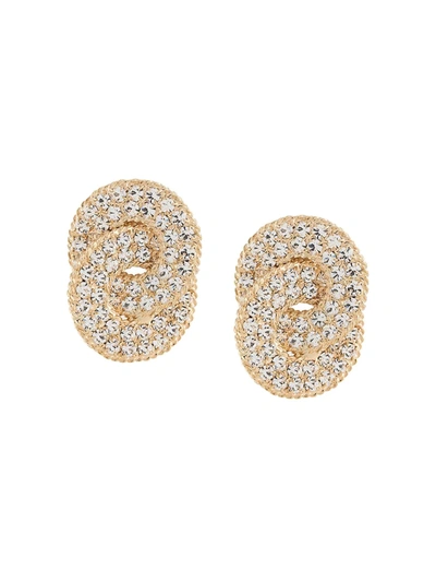 Alessandra Rich Gold Tone Crystal Knot Clip-on Earrings In Not Applicable