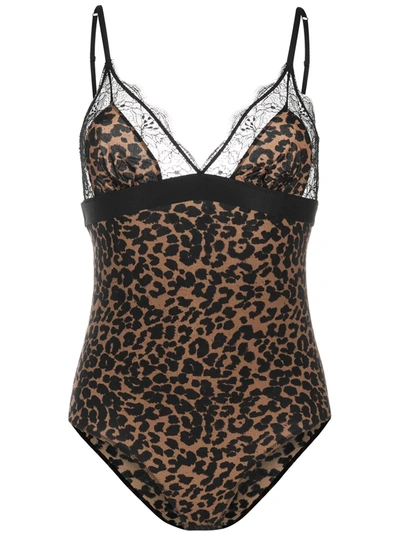 Love Stories Doris Lace Embellished Bodysuit In Leopard