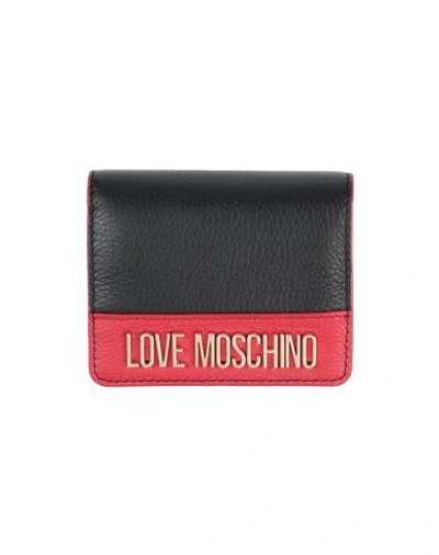 Love Moschino Color Block Genuine Leather Small Womens Wallet In Black