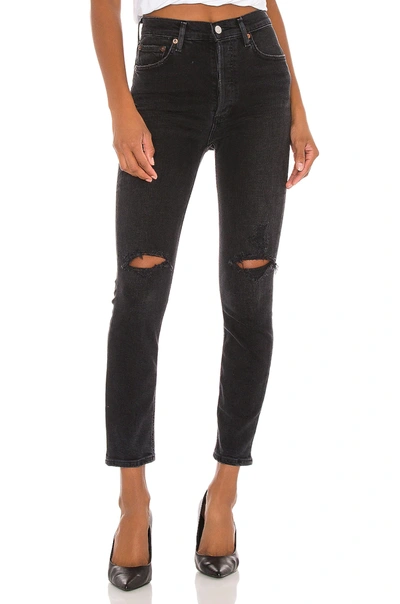 Agolde Nico High-rise Slim Distressed Jeans In Cassette