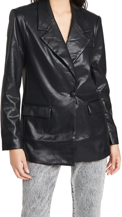 Weworewhat Downtown Vegan Leather Blazer In Black