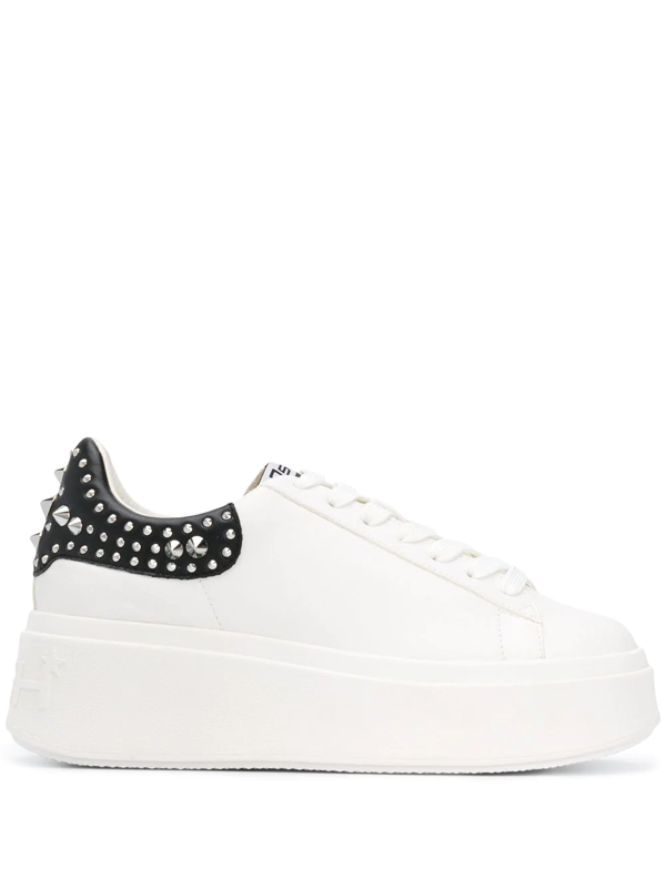 Ash Moby Stud-detail Chunky Leather Sneakers In White/ Black Studded ...
