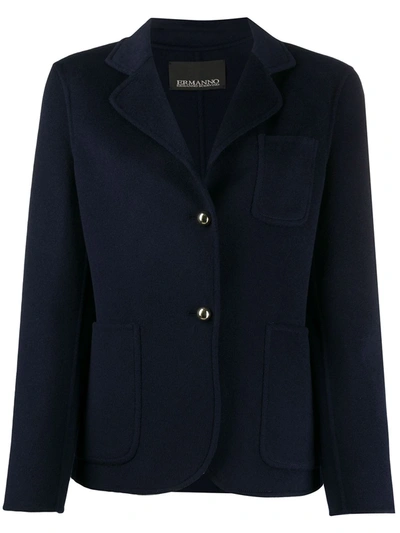 Ermanno Ermanno Tailored Felt Blazer Jacket In Blue