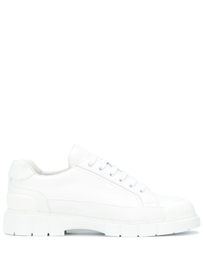 Car Shoe Kue Leather Low-top Sneakers In White