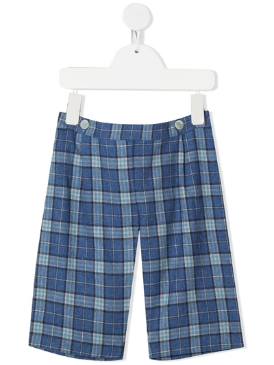 Siola Kids' Check Pattern Pull-on Shorts In Blue