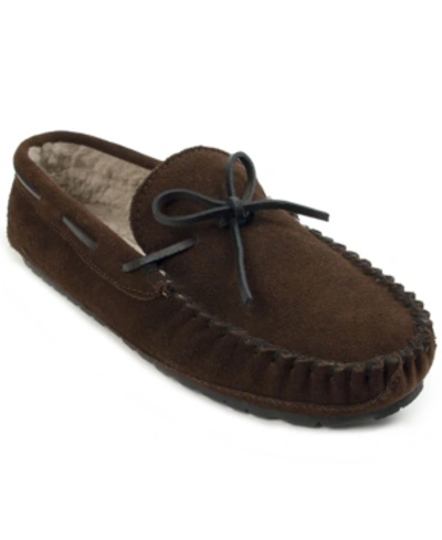 Minnetonka Men's Casey Lined Suede Moccasin Slippers Men's Shoes In Brown