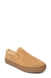 Minnetonka Men's Alden Lined Suede Slippers Men's Shoes In Tan/beige