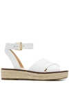 Michael Michael Kors Abbott Leather Espadrille Sandals In Optic White