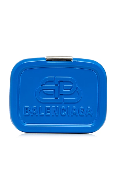 Balenciaga Lunch Box Mini Leather Case Bag In Blue