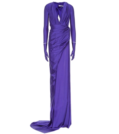 Balenciaga Women's Draped Jersey Gown In Blue