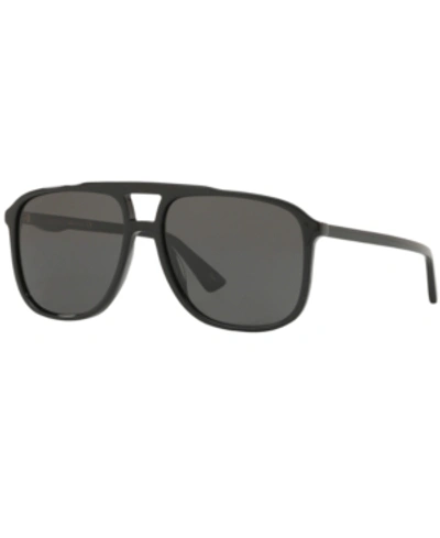 Gucci Sunglasses, Gg0262s 58 In Black Shiny / Grey